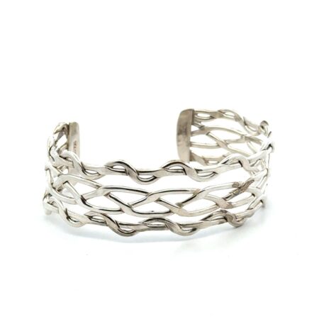 6.75” .925 Sterling Silver Twisted Vine Cuff Bracelet, Mexico, 31.7g