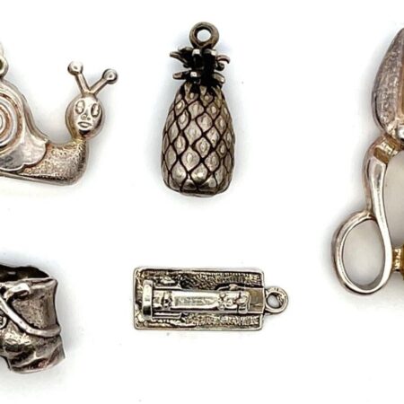 Lot of 5 Assorted Charms Sterling Silver Total Weight 21.2 Grams