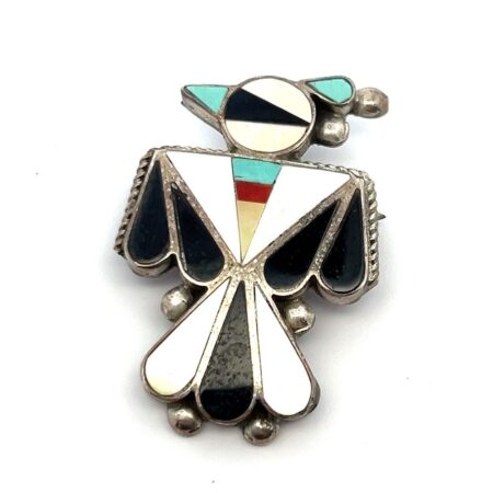 Vintage 925 Sterling Silver Zuni Thunderbird Brooch/Pin & Pendant - 7.1g
