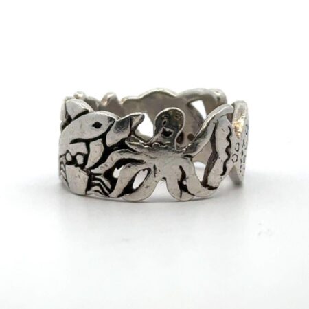 .925 Sterling Silver Size 6.5, Assorted Fish Ring / Band - 6.1g