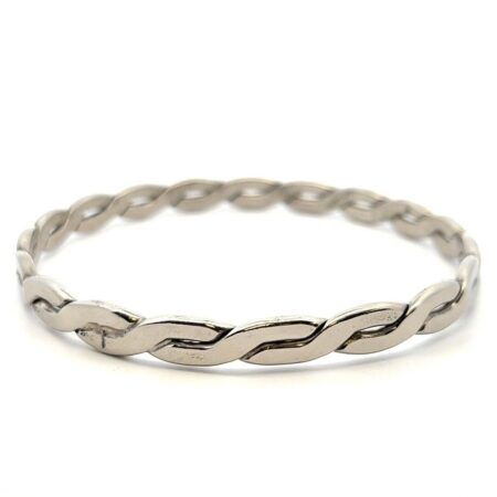 Vintage Mexico 925 Sterling Silver Double Twist Woven Bangle Bracelet 20g