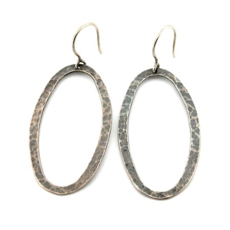 Silpada W1880 925 Sterling Silver Hammered Oval Hoop Earrings 5.0g