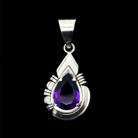 Carl Quintana Navajo .925 Sterling Silver Amethyst Statement Pendant, 15.0g