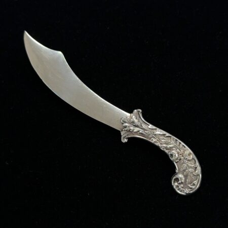1940s Victorian Revival Scimitar Sword Dagger 925 Sterling Silver Brooch/Pin 15g
