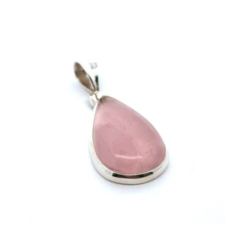 .925 Sterling Silver Rose Quartz Cabochon Pendant, 8.2g
