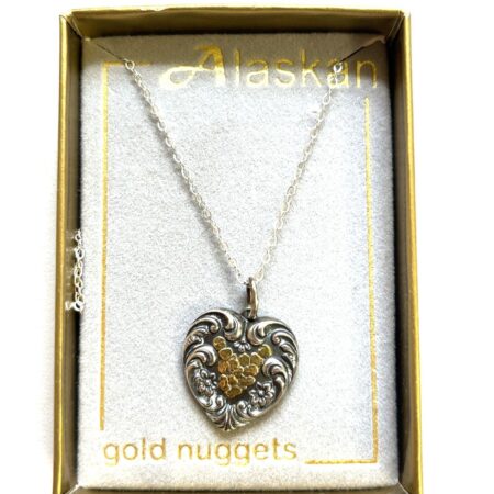 Fishing for Gold Alaskan Gold Nuggets Sterling Silver & Gold Nugget 18” Necklace