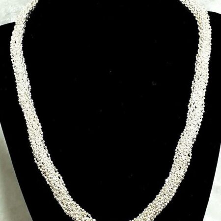 925 Sterling Silver Twisted Bead 18" Necklace With Matching 7" Bracelet Set.