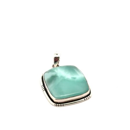 .925 Sterling Silver Aqua Chalcedony Square Pendant, 9.6g