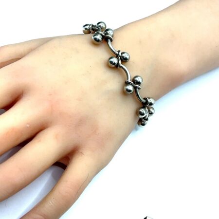Sterling Silver Barbell 7.5 Inch Toggle Clasp Bracelet