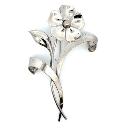 .925 Sterling Silver Floral Brooch, 12.4g