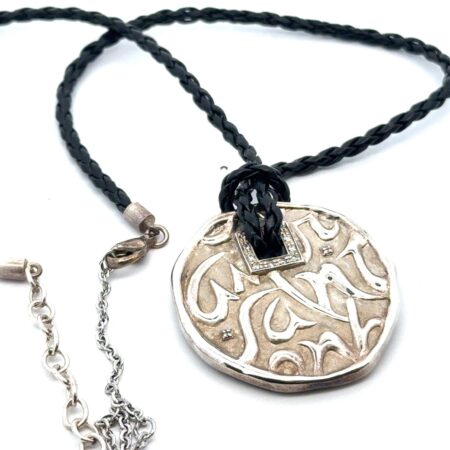 Seiden Gang 925 Sterling Silver Love Pendant On Leather Cord Necklace, 27.6g