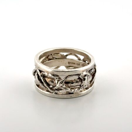 Size: 9.25 Twisted Vines 925 Sterling Silver Textured Band Ring 9.8g
