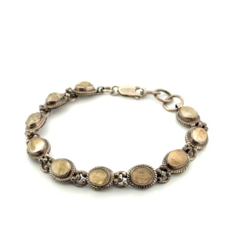 7” Rutilated Quartz 925 Sterling Silver Link Bracelet 19.9g