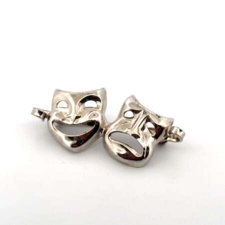 Vintage 925 Sterling Silver Comedy & Tragedy Brooch/Pin 5.4g