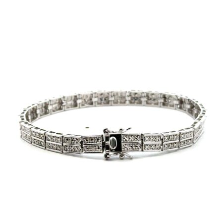7.75” Ross Simons 925 Sterling Silver Diamond Accent Panel Bracelet, 14.6g