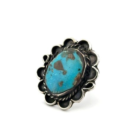 Size: 6 Navajo 925 Sterling Silver Scalloped Turquoise Ring 11.2g