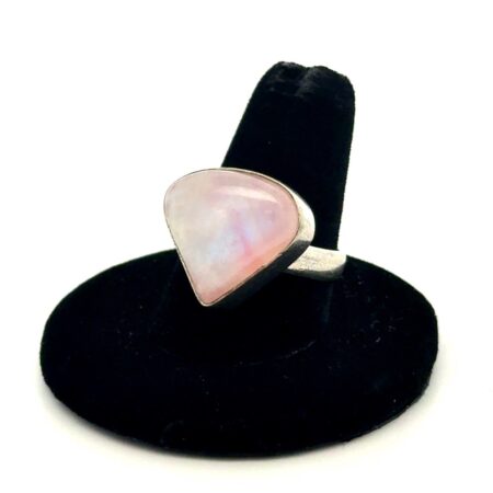 Size-9 .925 Sterling Silver Rose Quartz Heart Ring, 7.1g