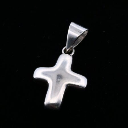 925 Sterling Silver Puffy Cross Pendant 7.6g