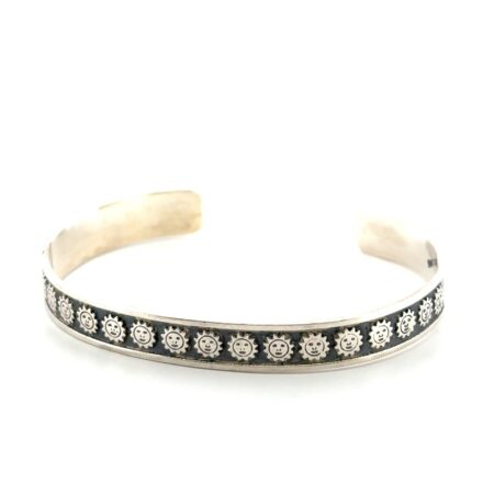 6.75” Sun Pattern 925 Sterling Silver Cuff Bracelet 12.4g