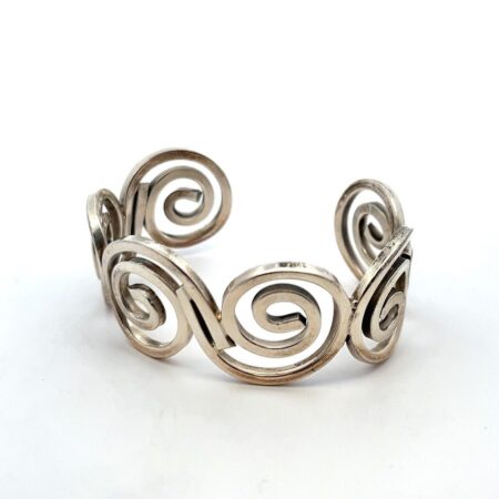 Vintage Mexico 925 Sterling Silver Open Swirl Cuff Bracelet 42.3g