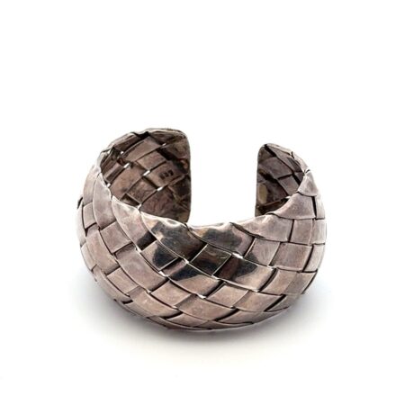 Large 925 Sterling Silver 33.5mm wide Woven Cuff Bracelet 65.4g