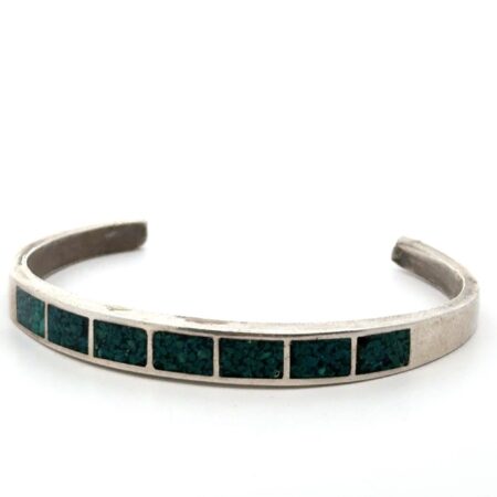 6.5” Vintage Navajo 925 Sterling Silver Inlay Turquoise Stone Cuff Bracelet 20g