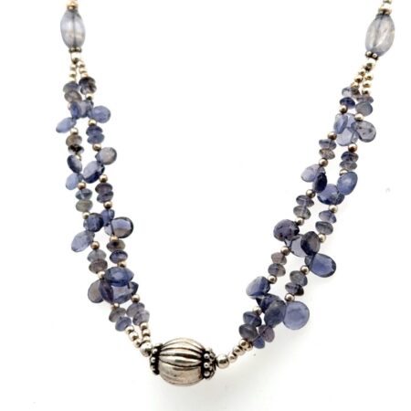 18” 925 Sterling Silver & Purple Iolite Beaded Necklace 21.8g