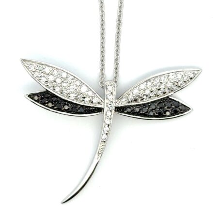 16” .925 Sterling Silver Adjustable Rope Chain w/ Dragon Fly CZ Pavé Stones 6.9g