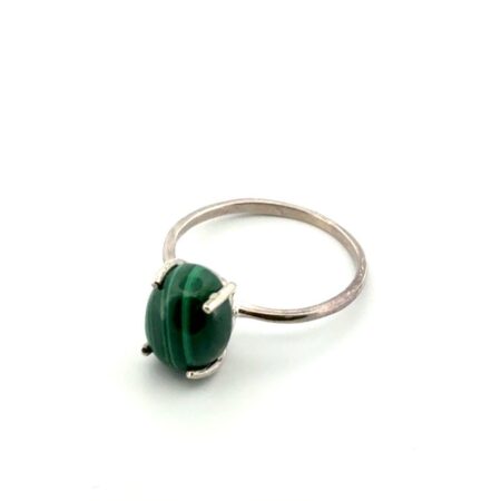 Size: 7 D’Joy Green Oval Malachite 925 Sterling Silver Ring 2.2g