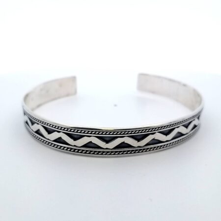 925 Sterling Silver Zig Zag Design Cuff Bracelet 13.1 Grams