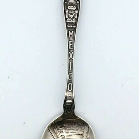 Sterling Silver Mexico, Street Scene Souvenir Spoon 16.9 Grams 5.25 Inch
