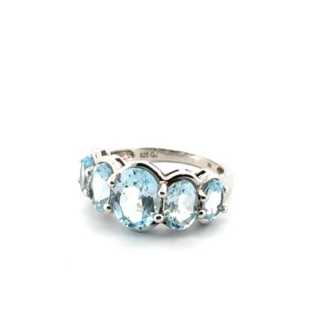 Size: 7 Oval Blue Topaz 925 Sterling Silver Ring 4g