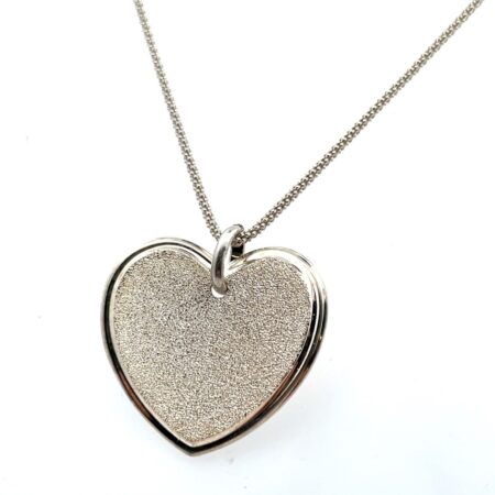 16” Milor Italy 925 Sterling Silver Textured Heart Pendant on Popcorn Necklace