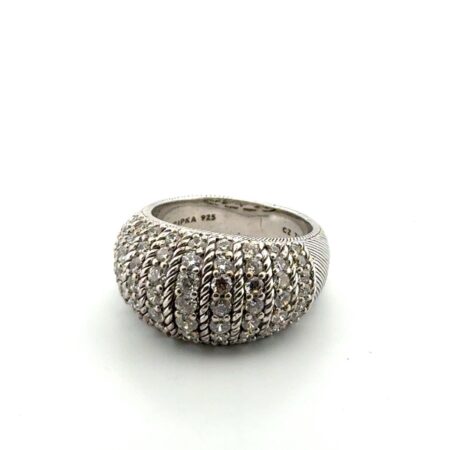 Size: 7 Judith Ripka 925 Sterling Silver CZ Dome Band Ring 10.2g