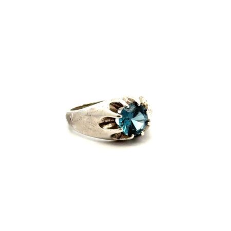Size-8 .925 Sterling Silver London Blue Topaz Ring, 5.5g