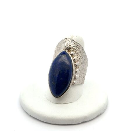 Large 925 Sterling Silver Marquise Lapis Lazuli Statement Ring Size: 9