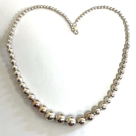 925 Sterling Silver Vintage Graduated Ball 18” Necklace 24.9 Grams