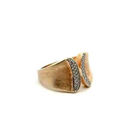 EA 925 Sterling Silver Brushed Gold Vermeil Ring, Size-5, 4.2g
