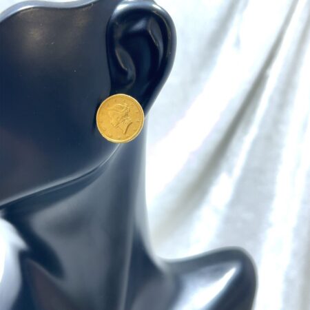 1852 & 1853, $1 Gold Earrings w/ 14k Yellow Gold Pin & Backs 3.3g