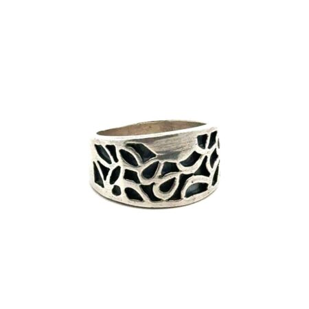 .925 Sterling Silver Openwork Floral Ring, Size-6.75, 7.6g
