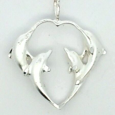 Solid 925 Sterling Silver Jumping Dolphins Pendant 4.0 Grams