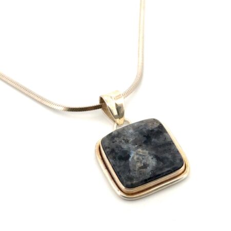 18” Labradorite 925 Sterling Silver Pendant Box Snake Chain Necklace 20.3g