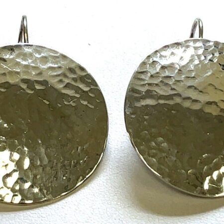 Sterling Silver 35mm Hammered Disc Earrings 20.4 Grams