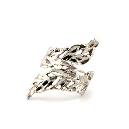 Size: 7 - 925 Sterling Silver Diamond Cut Leaf Wrap Ring 3.9g