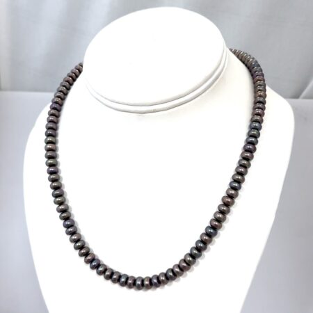 18” Peacock Pearl Beaded 925 Sterling Silver Necklace 33g