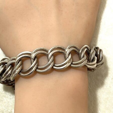 Vintage Sterling Silver Classic Double Link Chain 7.5” Bracelet 27.1 Grams
