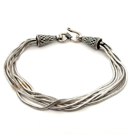 7.5” 925 Sterling Silver 7 Strand Snake Chain Bracelet 23.8g