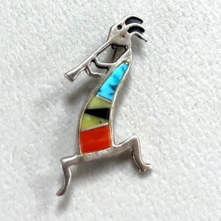 Vintage 925 Sterling Silver Turquoise Kokopelli Signed Brooch/Pin 2.6 Grams