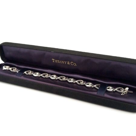 7” Tiffany & Co. Paloma Picasso Loving Heart 925 Sterling Silver Bracelet w/ Box