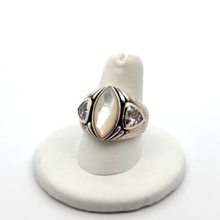 Silpada #R2808 925 Sterling Silver Mother of Pearl & CZ Ring Size: 8.25